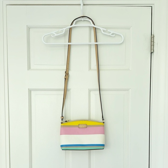 KATE SPADE shoulder bag white pink yellow striped